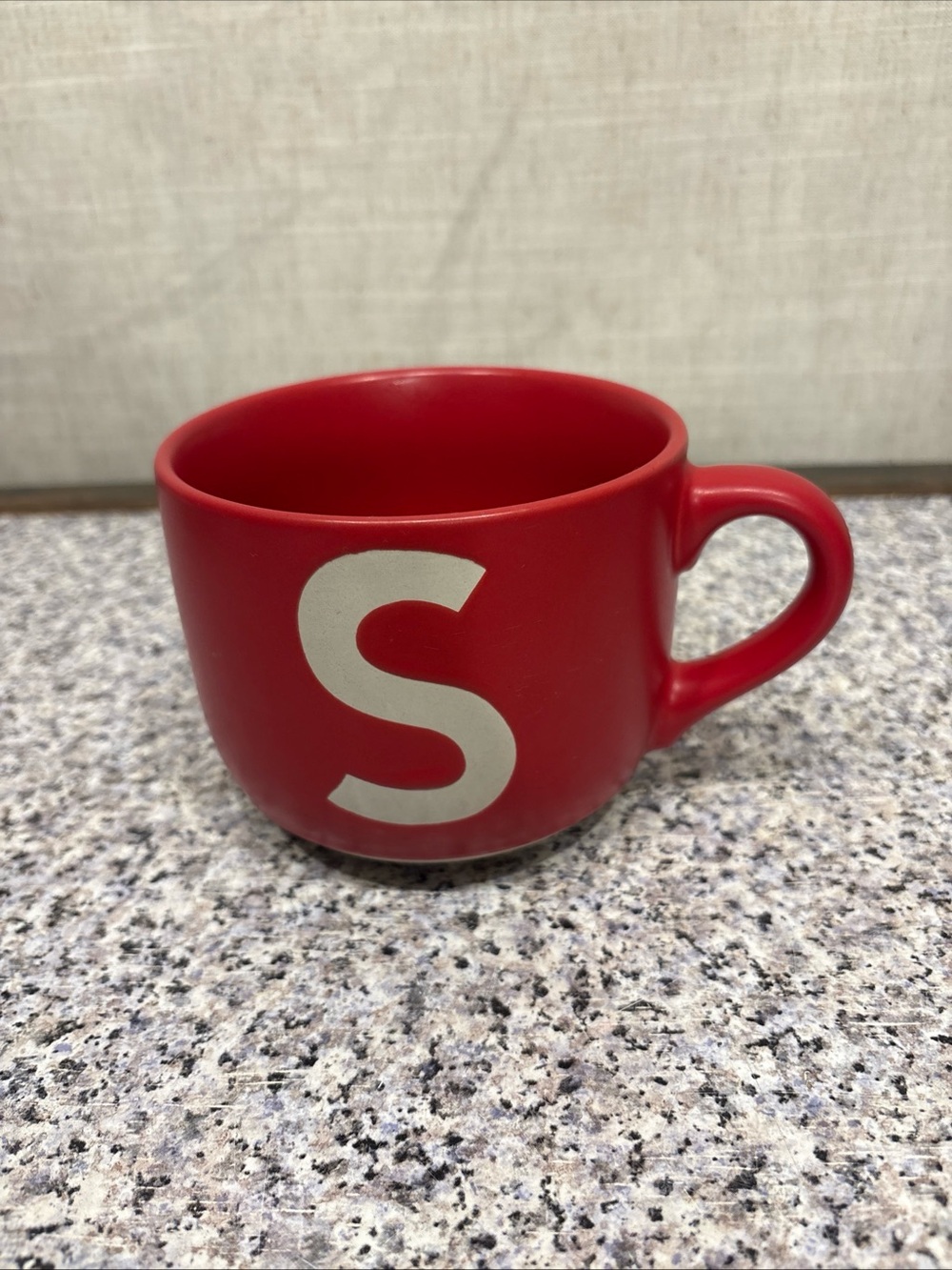 Monogram Holiday “S” Coffee Mug Red 4 1/2” D